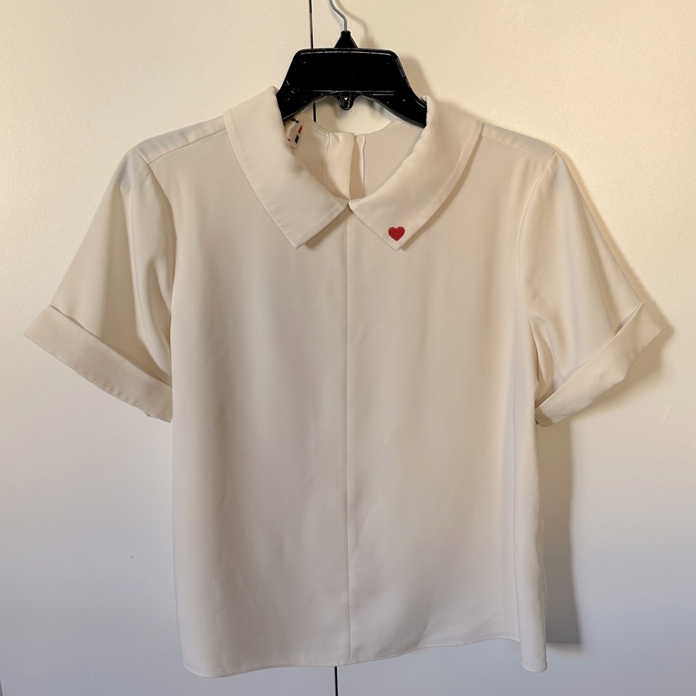 Classic Cream Blouse with Heart Detail